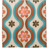 ミッドカラフルセンチュリーモダンフローラレインボーレトロ シャワーカーテン (正面)