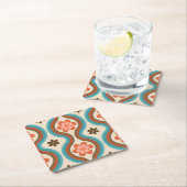 ミッドカラフルセンチュリーモダンフローラレインボーレトロ スクエアペーパーコースター (インサイチュ)