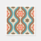 ミッドカラフルセンチュリーモダンフローラレインボーレトロ スタンダードカクテルナプキン (正面)