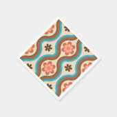 ミッドカラフルセンチュリーモダンフローラレインボーレトロ スタンダードカクテルナプキン (角)