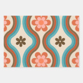 ミッドカラフルセンチュリーモダンフローラレインボーレトロ ラッピングペーパーシート (正面2)