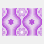 ミッドカラフルセンチュリーモダンフローラレインボーレトロ ラッピングペーパーシート (正面)