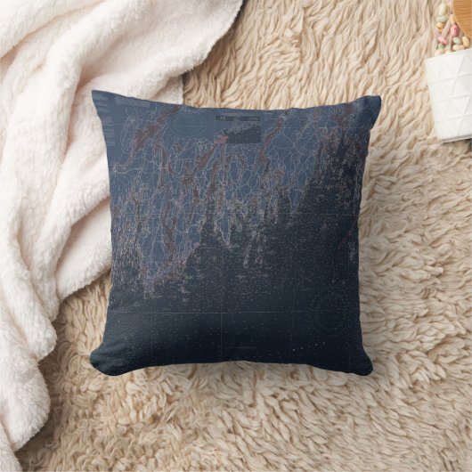 ミッドコーストメイン航海の海岸線の地図 クッション (ブランケット)