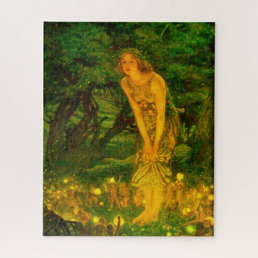 ミッドサマーイブ – 魔法の世界の小妖精や小人 ジグソーパズル (縦)