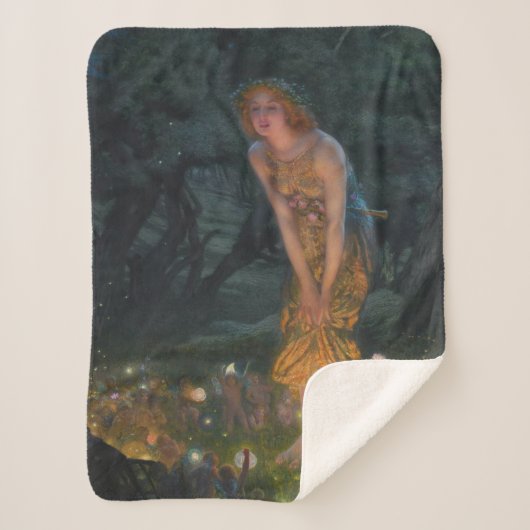 ミッドサマーイブEdward Robert Hughes妖精ファンタジー シェルパブランケット (正面)