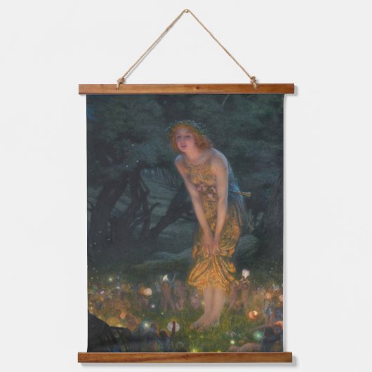 ミッドサマーイブEdward Robert Hughes Fairiesファンタジー 吊り下げ型タペストリー (正面)