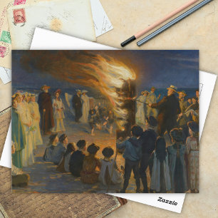 ミッドサマーエバBonfire on Skagenビーチ, P.S.Kroyer ポストカード