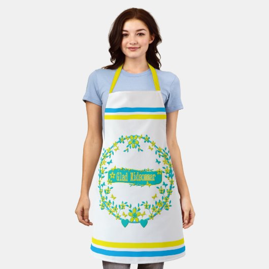 ミッドサマーシンボルスウェーデン エプロン (着用した状態)