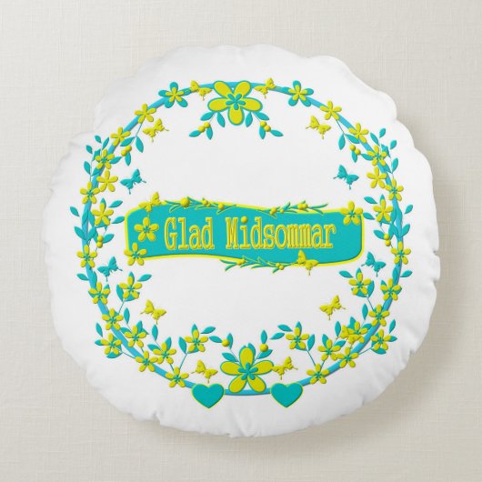ミッドサマーシンボルスウェーデン ラウンドクッション (正面)