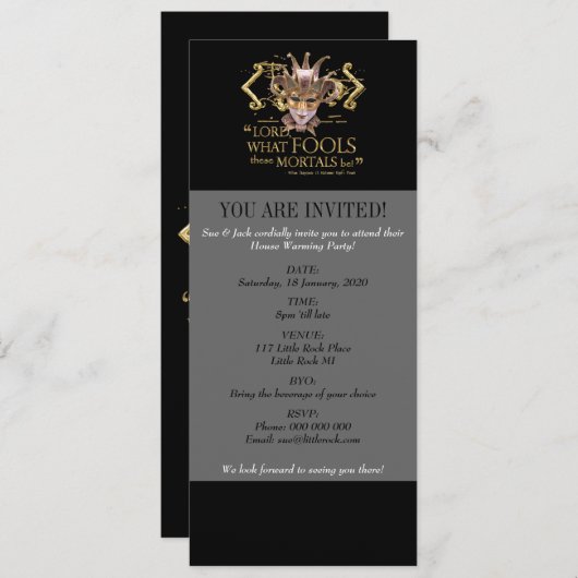 ミッドサマーナイトズドリーム引用文(金ゴールド版) 招待状 (正面/裏面)