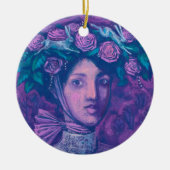 ミッドサマーハット、サマーファンタジーシュールポートレートアート セラミックオーナメント (正面)