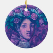 ミッドサマーハット、サマーファンタジーシュールポートレートアート セラミックオーナメント (裏面)