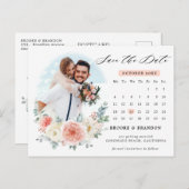 ミッドサマーピーチパステルピンクのカレンダー日付を保存 ポストカード (正面/裏面)