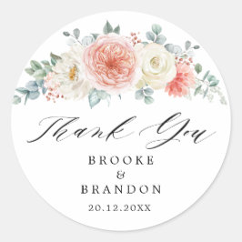 ミッドサマーピーチパステルピンクフローラサンキュー ラウンドシール