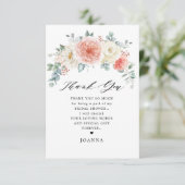 ミッドサマーピーチパステルピンクフローラブライダルシャワー サンキューカード (スタンド正面)