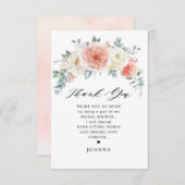 ミッドサマーピーチパステルピンクフローラブライダルシャワー サンキューカード (正面/裏面)