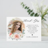 ミッドサマーピーチパステルピンクフローラブライダルシャワー サンキューカード (スタンド正面)