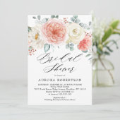 ミッドサマーピーチパステルピンクフローラブライダルシャワー 招待状 (スタンド正面)