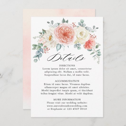 ミッドサマーピーチパステルピンク結婚フローラズ詳細 エンクロージャーカード (正面/裏面)