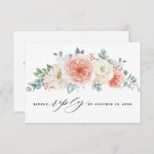 ミッドサマーピーチパステルピンク結婚フローラ 出欠カード (正面/裏面)
