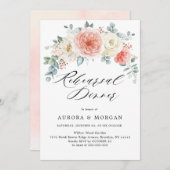 ミッドサマーピーチパステルフローラリハーサルディナー 招待状 (正面/裏面)