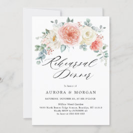 ミッドサマーピーチパステルフローラリハーサルディナー 招待状
