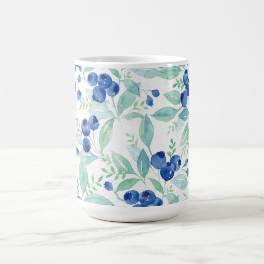 ミッドサマー素朴ブルーベリーベリーサマーパターン コーヒーマグカップ (中央)