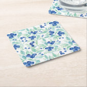 ミッドサマー素朴ブルーベリーベリーサマーパターン スクエアペーパーコースター (アングル)