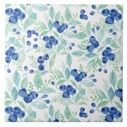 ミッドサマー素朴ブルーベリーベリーサマーパターン タイル (正面)