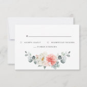 ミッドサマー ピーチ パステル ピンク フラワー ウェディング 出欠カード (裏面)