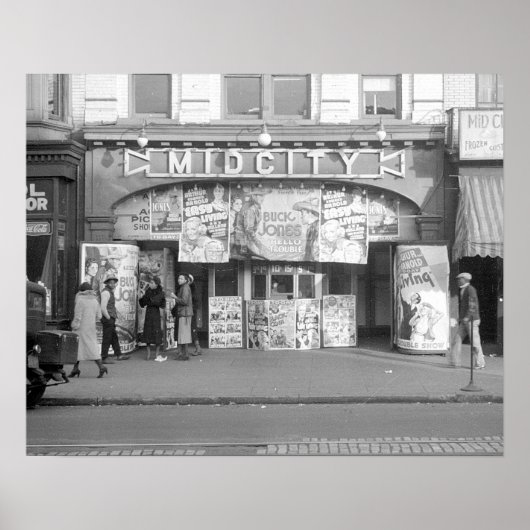 ミッドシティ映画館、1937年。ヴィンテージ写真 ポスター (正面)