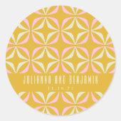 ミッドジオメモダントリックイエローピンクカスタムウェディング ラウンドシール (正面)