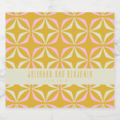 ミッドジオメモダントリックイエローピンクカスタムウェディング リキュールボトルラベル (シングルラベル)