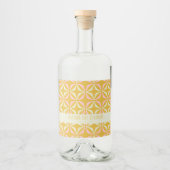 ミッドジオメモダントリックイエローピンクカスタムウェディング リキュールボトルラベル (正面)