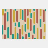 ミッドセモダンンチュリーストライプレトロのミッドモダンカラー ラッピングペーパーシート (正面)