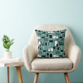 ミッドセンチモダンュリージオメトリックティール(緑がかった色)ブラックレトロ クッション (椅子)