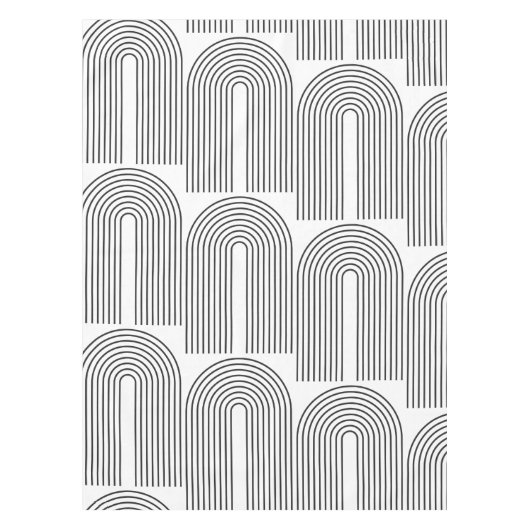 ミッドセンチモダンュリーミニマリストアーチラインズ（黒）  テーブルクロス (正面)