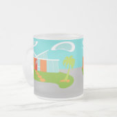 『ミッドセンチュリモダンー・アニメハウスフロステッド・ガラス・マグ』 フロストグラスマグカップ (正面左)