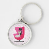 ミッドセンチュリーかわいらしキャッツピンチェア水玉模様 キーホルダー (正面)