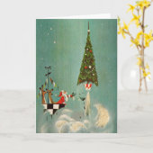 ミッドセンチュリーなクリスマス打ち上げ カード (黄色い花)