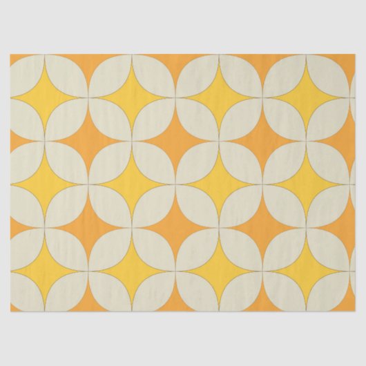 ミッドセンチュリーのアトミックスターバースト オレンジと黄色 薄葉紙 (正面)