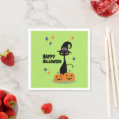 ミッドセンチュリーのアトミック・ハロウィーンキャット スタンダードカクテルナプキン (インサイチュ)