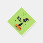 ミッドセンチュリーのアトミック・ハロウィーンキャット スタンダードカクテルナプキン (角)