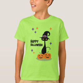 ミッドセンチュリーのアトミック・ハロウィーンキャット Tシャツ