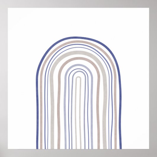 ミッドセンチュリーのアーチ - 青とベージュ ポスター (正面)