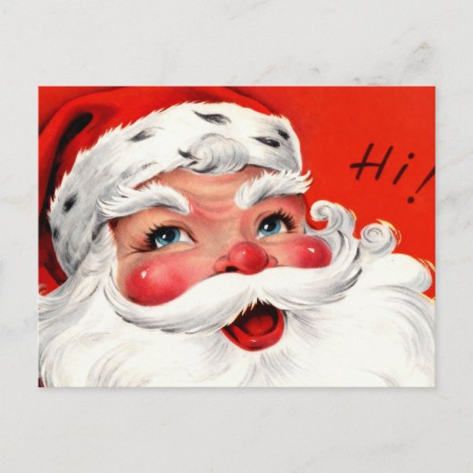 ミッドセンチュリーのサンタクロースのクローズアップ シーズンポストカード (正面)