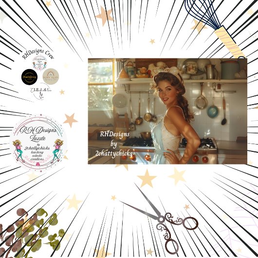 ミッドセンチュリーのノスタルジックな女性を厨房でデクページ 薄葉紙