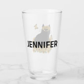 ミッドセンチュリーのヒッピー黒猫 タンブラーグラス (裏面)