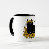 ミッドセンチュリーのヒッピー黒猫 マグカップ (正面左)