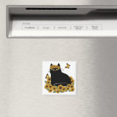 ミッドセンチュリーのヒッピー黒猫 マグネット (インサイチュ (食洗機))